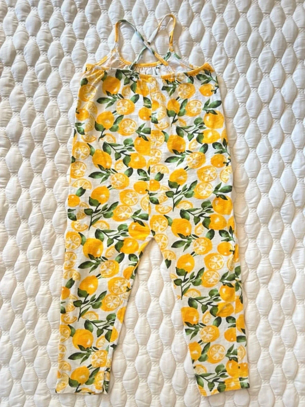Old Navy Lemon Print Sleeveless Jumpsuit 4T Yellow Citrus Summer